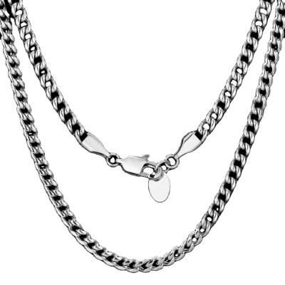 China Hiphop Drop Shipping No MOQ RTS Rhodium Silver Plated Stainless Steel 3mm 4mm 6mm Cuban Link Chain Necklace For Amazon Wish Ebay for sale