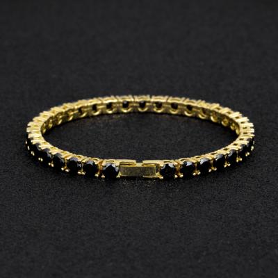 China CLASSIC Wholesale White Gold Plated Black CZ Tennis Bracelet Women Men Jewelry Iced Out Zircon Diamond Tennis Chain Bracelet for sale