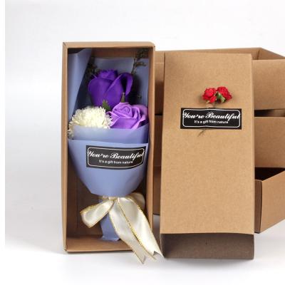 China Custom Handmade 100% Polyester Artificial Flower Suitable For Gift Box Bouquet Of Soap Rose Mother's Day for sale