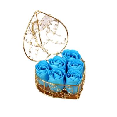 China 100% Polyester Promotion Bath Flower Soap Rose Floral Scented Soap Flower Petals Bath Soap In Gift Box For Holiday for sale