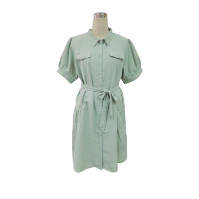 China Spring Plus Size Summer Shirt Style Shoulder Padded Dress Original Waist Tie Niche Designer Shirt Dress for sale