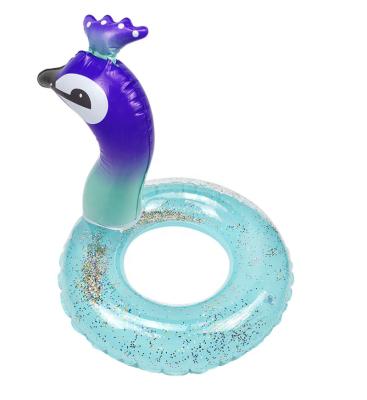 China Water Fun Sets Adults Professional Kids Glitter Peacock Technology Inflatable Pool Rings Floating Tube Shape Animal Swim Ring for sale