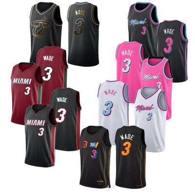 China Dwyane Antibacterial Wade Miami Basketball Jerseys 3 Stitched Classic City Edition Basketball USA Vintage 2023/22 Red Black With High Quality for sale