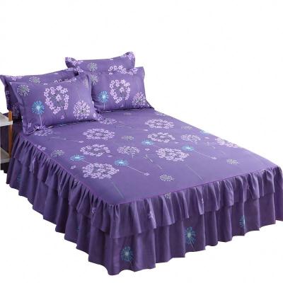 China K1292 Casual Floral Fitted Sheet Cover Wedding Graceful Housewarming Bedspread Lace Fitted Sheet Bedspread Skirt for sale