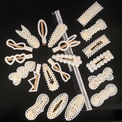 China Fashionable Wedding Hair Accessories Barrette Pearl Hair Clips Handmade Girls Pearl Hair Pins Party Women Bling Pearl Hair Clips Large for sale