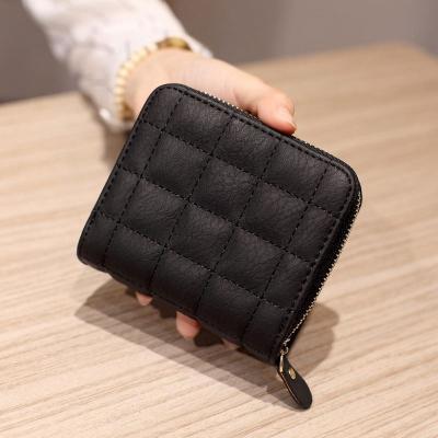 China SPZ Waterproof Short Wallets Women PU Leather Female Plaid Clips Nubuck Card Holder Wallet Fashion Woman Zipper Wallet Coin Purse Small for sale