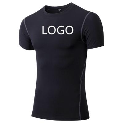 China Sweat-absorbent Summer Mens T-shirt Solid Color Breathable Quick Dry Short Sleeve Elasticity Men Fashion Shirt Plus Size T-shirt for sale