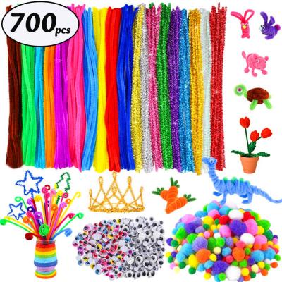 China Wholesale Early Education Art and Craft Supplies for Kids Educational Toys 700 Pcs Pipe Cleaners for DIY Art Pompoms Pipe Mini Cleaners Toys for sale