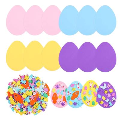 China DIY Handcraft Egg Foam Stickers DIY Easter Art Foam Stickers Kit 12pcs Kids Wallpaper and 300pcs Rabbits Chicks Flower Stickers for sale