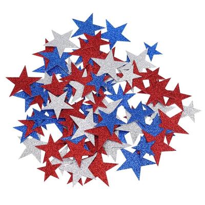 China DIY Handcraft 100pcs Glitter Star Wall Foam Stickers 3.5-5.5cm Patriotic Decorative Luminous Star Stickers Kids for sale