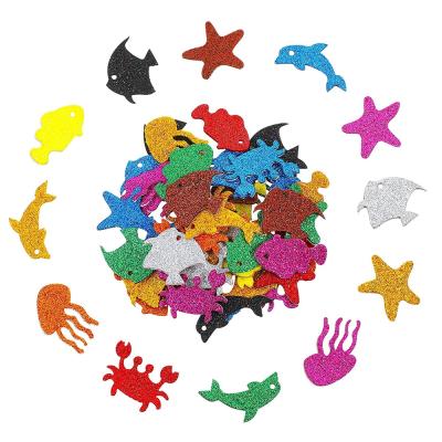 China DIY Handcraft 200pcs Colorful Glitter Sea Animals Design Cartoon Sticker Kids Arts Craft Decals Diy Kids Wall Sticker for sale