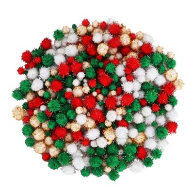 China arts& Craft Colorful Glitter Fluffy Christmas Pom Poms 4 Size 960 Pcs Christmas Pom Poms Balls DIY Crafts And Christmas Decorations for sale