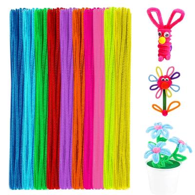 China Earlier education 100pcs handmade diy cotton pipe cleaner multi color pipe thread cleaners Chenille Rods for sale