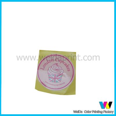 China Removable Glossy Lamination Custom Sticker Printing for Cupcake Packaging Advertising for sale