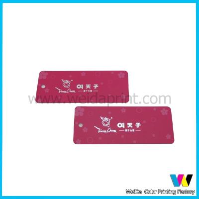 China Glossy Lamination Garment Advertising Printable Paper Tags with Small Cut Hole for sale