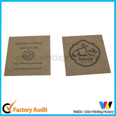 China Square Brown Kraft Printable Paper Tags with Black Printing , No Surface Finishing for sale