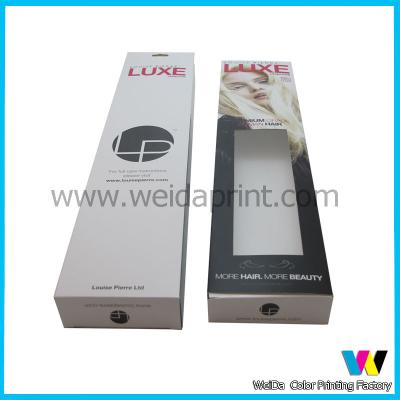 China Eco - Friendly Paper Hair Extension Packaging Box Clear Window for sale