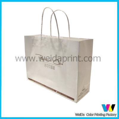 China Fashional Plain Full Color Printing White Kraft Paper Bags With Handles for Advertisement for sale