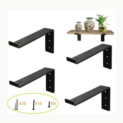 China Easy Install Black Custom Shelf Brackets Metal Wall Bracket J Floating Shelf Bracket With Lip For Home Decorative for sale