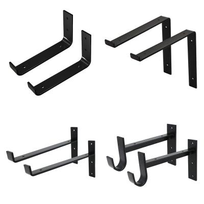 China Easy Install Heavy Duty Black L Hardware Corner Single Side Brace Supports Shelf Brackets Common Right Angle Garden Brackets for sale