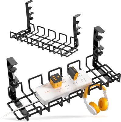 China Management Organizer Waterproof Metal Sturdy POS Desk No Harrow No Drill Table Cable Organizer For Wire Management for sale