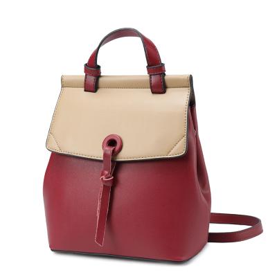 China Style: European and American fashion style oil wax cowhide wholesale concise women backpack handbag for ladies for sale