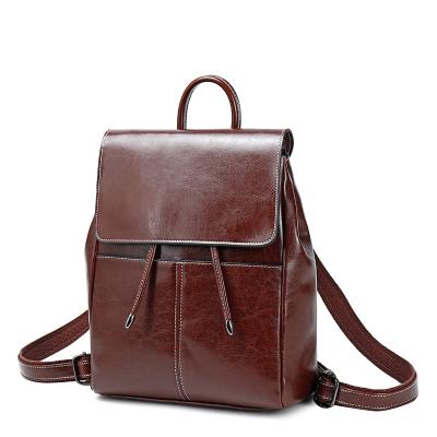 China Style: European and American fashion oil wax whip real leather women backpack handbag for women vintage concise style. for sale