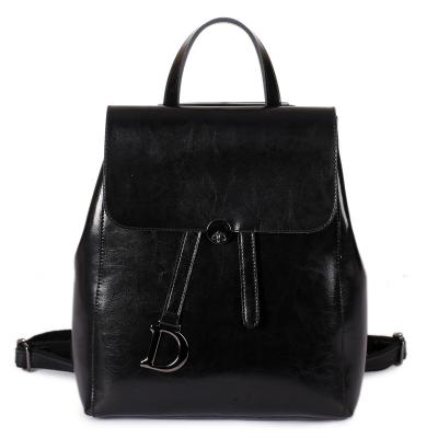 China Style: European and American fashion newcomer women backpack letter decoration oil wax whip real leather ladies bag for sale