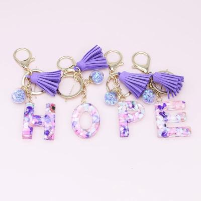 China Custom Made Eco-Friendly Ladies Charm Letter Resin Alphabet Resin Letter Charm Pendants Factory Girly Key Chain Accessories For Woman for sale