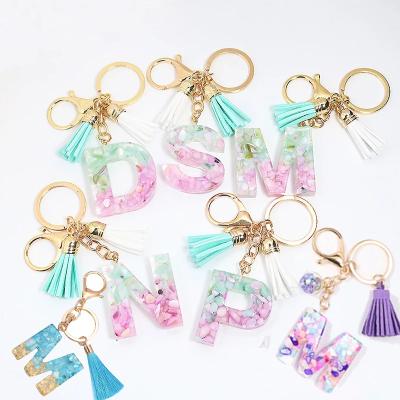 China Eco-Friendly A-Z Letters Initial Keychains For Women Tassel Keychains Key Chains Car Handbag Handbag Accessories Pendant Sequined Jewelry Gifts for sale