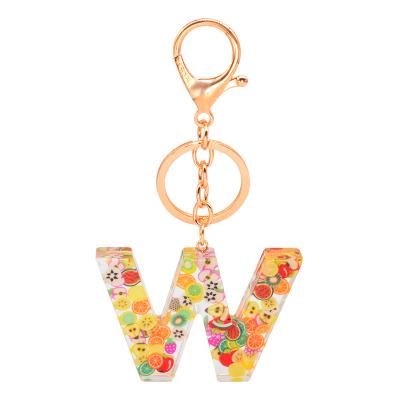 China European and American Popular Epoxy Handmade Gift Key Chain Pendant English Series Fruit Key Chain Letter Decoration for sale