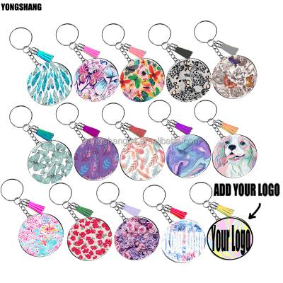 China Custom Acrylic Clear Transparent Floral Print Key Chain Keychains OEM Eco-friendly Material Logo Printing Holographic Charms Free Sample for sale