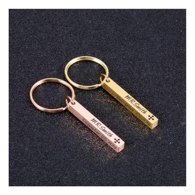 China Wholesale NEW Selling Ring 2022 Key Chain European Luxury Custom Three-Dimensional Individuality Cuboid Letters Enamel Motel Hotel Metal Key Chain for sale