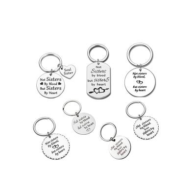 China High Quality Wholesale Metal Luxury Good European Sisters Chain Key Ring Custom Key Chain Gifts Engraved Mantra Inspirational Texts Key Chain Keychain for sale