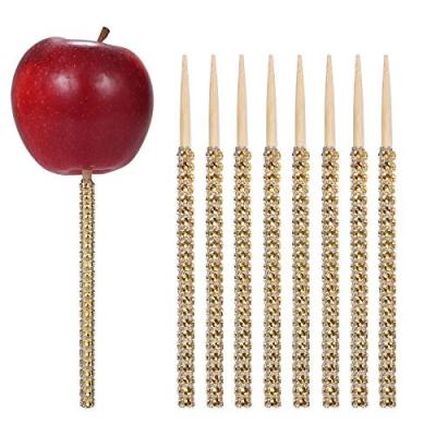 China Modern Faux Stone Bling Bamboo Bamboo Apple Candy Sticks 6 Inch For Cake Pop Chocolate Caramel Apple Skewers Shake Gift Candy Making for sale