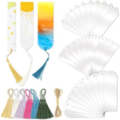 China Europe wholesale high quality unfinished acrylic bookmark transparent custom empty bookmarks with color tassel for reading decoration for sale