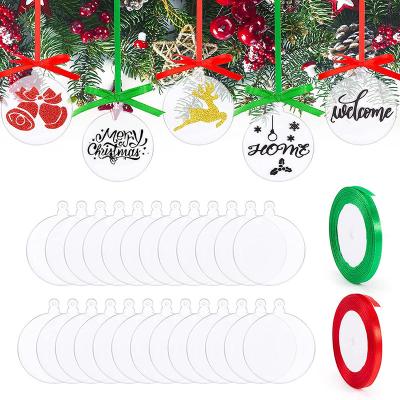 China Christamas Home Decoration Around Transparent White Christmas Iaser Acrylic Pendant Cutting Embryo Pendant Crafts Material Holiday Decoration for sale