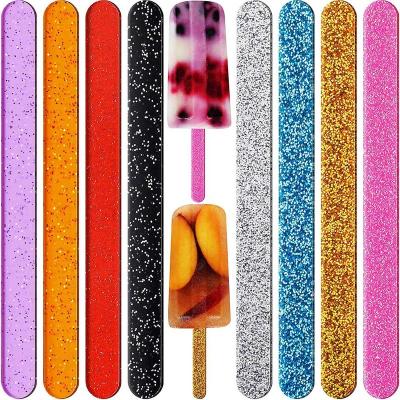 China Multicolor Reusable Acrylic Sticks Glitter Laser Stick Craft Ice Cream Sticks Viable For Party Festival And Home DIY 8 Color-OEM for sale