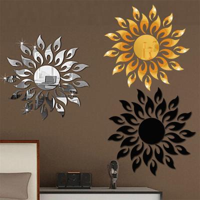 China High Quality Home Decoration Stereoscopic Wall Stick Combination Paste Wall Stick Europe Sunflower 3D Mirror Acrylic Wall Sticker for sale