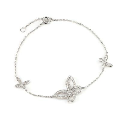 China TRENDY Fashion Jewelry 14k 18k Real Gold Baguettes Tasty Diamonds Butterfly Bracelet For Girl for sale