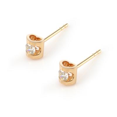 China FASHIONABLE Classic Pure Natural 18k Gold Angel Kiss Real Diamond Earring For Girl for sale