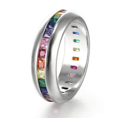 China CLASSIC Newest Fashion White Gold Plated Rainbow 925 Sterling Silver Jewelry Manufacturer Rings For Women for sale