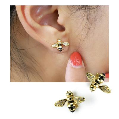 China Beautiful TRENDY Bee Earring 925 Silver Jewelry 14k Gold Plated Earring For Girl for sale