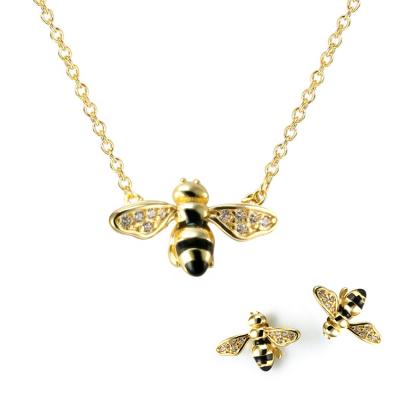 China Romantic Gifts Sterling Silver 925 Women's Little Bee Jewelry Zircon 5A Chain Necklace for sale