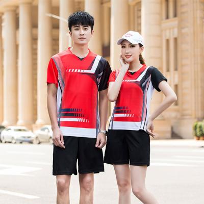 China Breathable Short Sleeve Sports Badminton Shorts Badminton Suit Tennis Wear Men Women Short Sleeve Sports Quick Dry Uniform Training Team Jersey Custom for sale