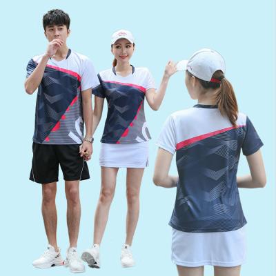 China Breathable Baseball Uniform Couple Tennis Shirt Sweat Absorption Breathable Tennis Suit Sublimation Printed Badminton Suit for sale