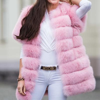 China Custom Pink Real Fox Plus Size Fox Fur Coat Women Winter Real Fox Fur Coat Fashion Jacket Ladies Outerwear Clothes for sale