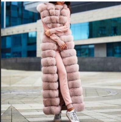 China Factory Directly True QUICK DRY Handmade Fox Fur Vest Women's One X Long Wearable Horizontal Coat Overcoat True For Winter for sale