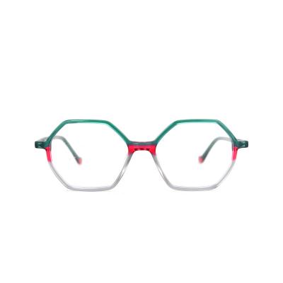 China For Reading Glass Polygon Fashion G5297 Color Laminated Eyewear Acetate Glass Frames for sale