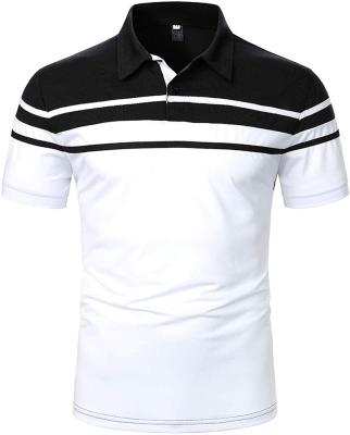 China Men's Polo Shirt Short Sleeve Chest Three Anti-pilling Stripe Color Quilting Mens Clothing for sale